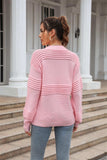Round Neck Openwork Long Sleeve Pullover Sweater - Trendsi - Flyclothing LLC
