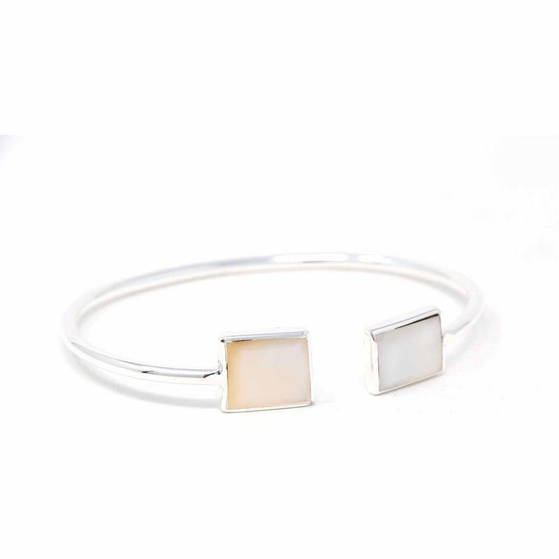 Cuff Bracelet, Mother of Pearl Square - Artisana