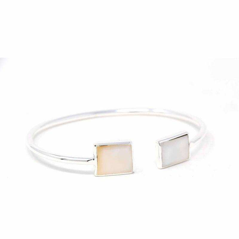 Cuff Bracelet, Mother of Pearl Square - Artisana - Flyclothing LLC