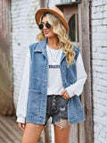 Button Front Sleeveless Denim Jacket - Trendsi