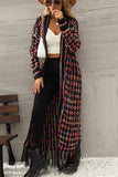 Multicolored Open Front Fringe Hem Cardigan - Trendsi