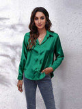 Button Up Collared Neck Long Sleeve Shirt - Trendsi - Flyclothing LLC