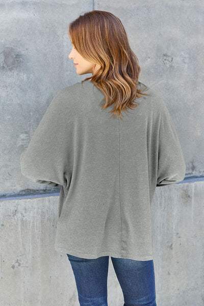 Double Take Full Size Round Neck Long Sleeve T-Shirt - Trendsi - Flyclothing LLC