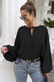 Tie Neck Balloon Sleeve Blouse - Trendsi - Flyclothing LLC