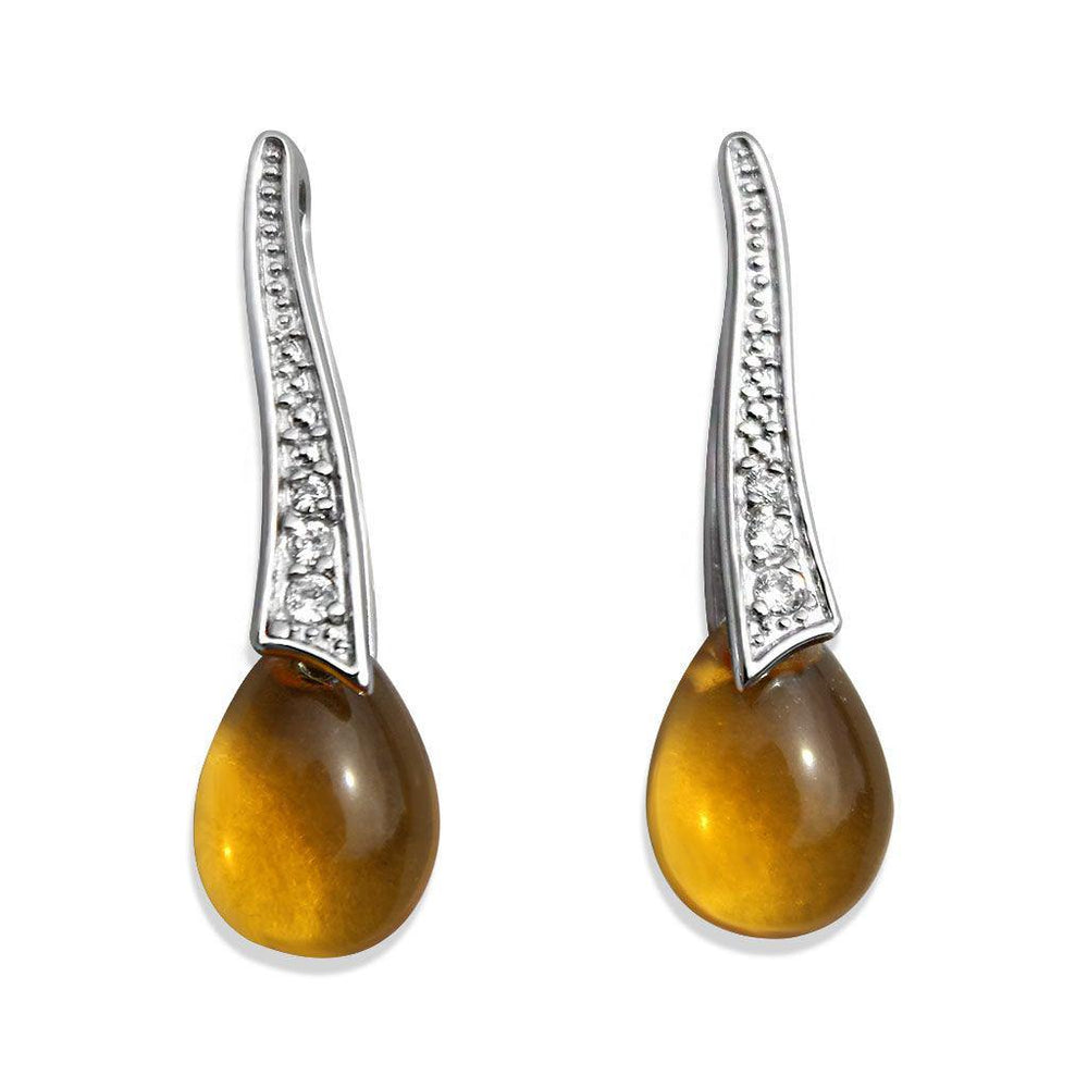 Alamode Rhodium Plating 925 Sterling Silver Earrings with AAA Grade CZ in Clear - Alamode