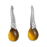 Alamode Rhodium Plating 925 Sterling Silver Earrings with AAA Grade CZ in Clear - Alamode