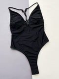 Cutout Plunge Spaghetti Strap One-Piece Swimwear - Trendsi