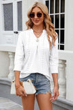 Eyelet Notched Knit Jacquard Top - Trendsi