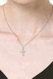 925 Sterling Silver Cross Moissanite Pendant Necklace - Trendsi