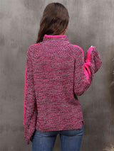 Heathered Turtleneck Long Sleeve Sweater - Trendsi - Flyclothing LLC