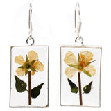 Pressed Yellow Flower Rectangle Dangle Earrings - Artisana