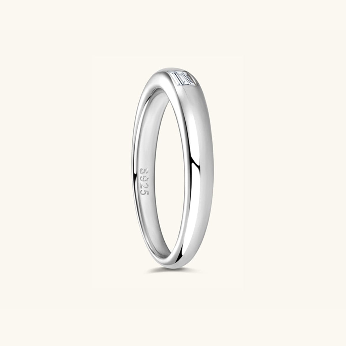925 Sterling Silver Inlaid Moissanite Ring - Trendsi
