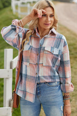 Plaid Dropped Shoulder Shacket - Trendsi