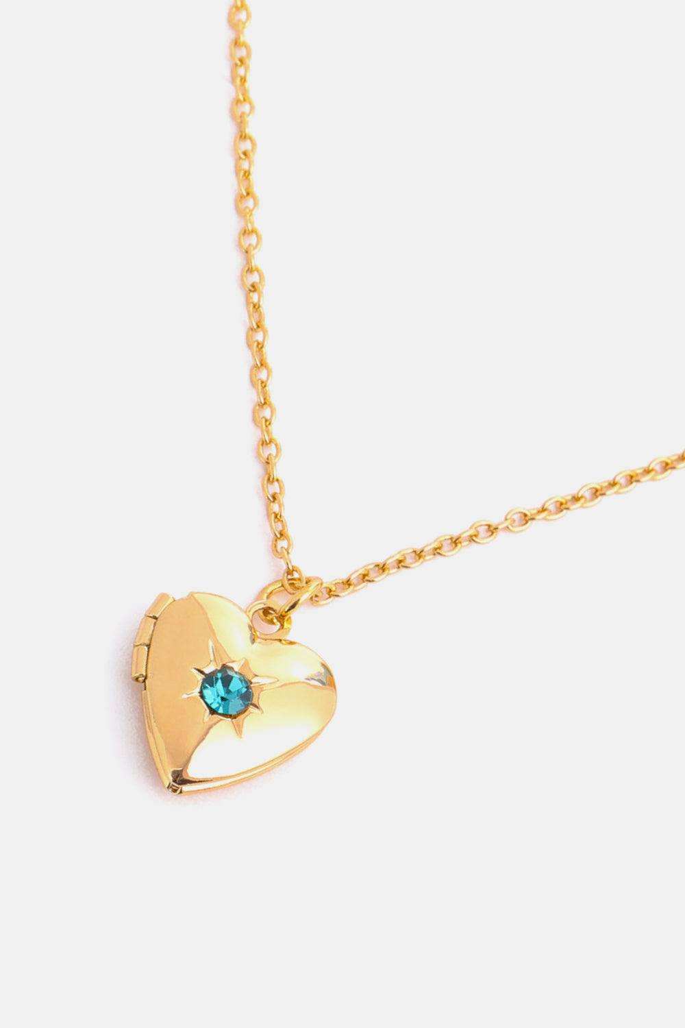 Zircon Heart Shape 14K Gold-Plated Pendant Necklace - Trendsi - Flyclothing LLC