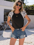 Animal Print Round Neck Short Sleeve Tee - Trendsi - Flyclothing LLC