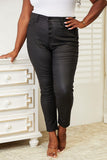 Kancan Full Size High Rise Black Coated Ankle Skinny Jeans - Trendsi