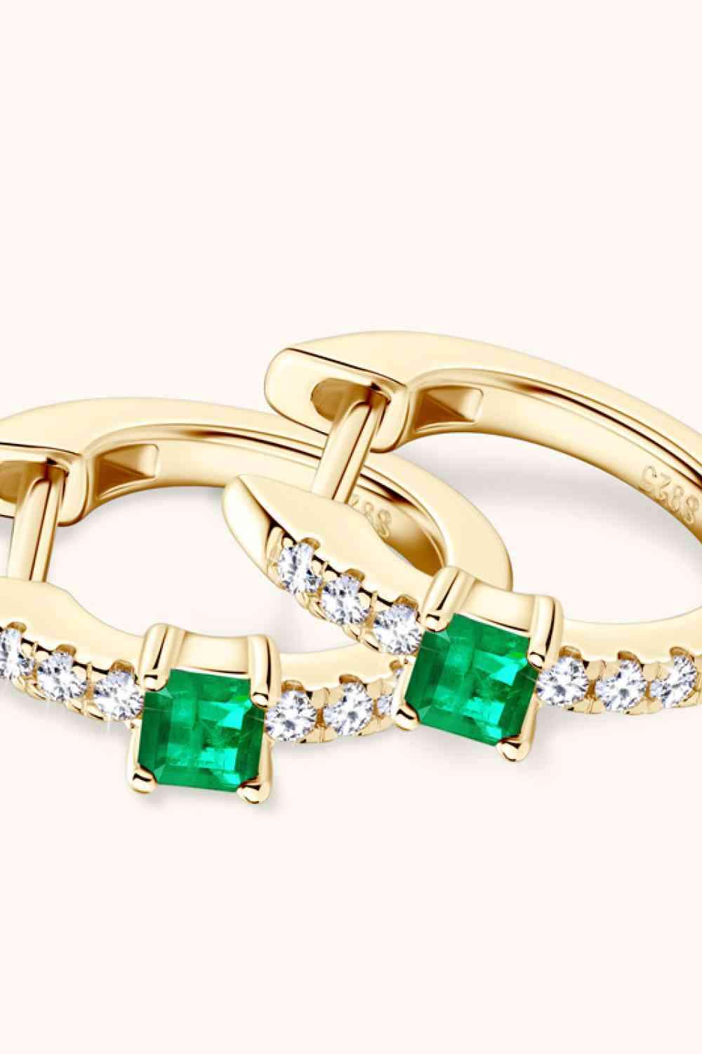 Lab-Grown Emerald Earrings - Trendsi - Flyclothing LLC
