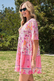 Floral Polka Dot Buttoned Mini Dress - Trendsi - Flyclothing LLC