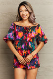 Printed Tied Flounce Sleeve Romper - Trendsi