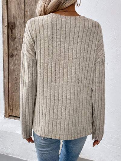 Round Neck Dropped Shoulder T-Shirt - Trendsi - Flyclothing LLC