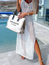 Openwork Slit Cutout Wide Strap Dress - Trendsi - Flyclothing LLC