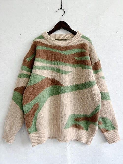 Color Block Round Neck Sweater - Trendsi