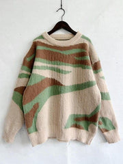 Color Block Round Neck Sweater - Trendsi