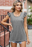 Ruffled Ruched Round Neck Tank - Trendsi - Flyclothing LLC