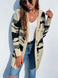 Camouflaged Dropped Shoulder Open Front Cardigan - Trendsi