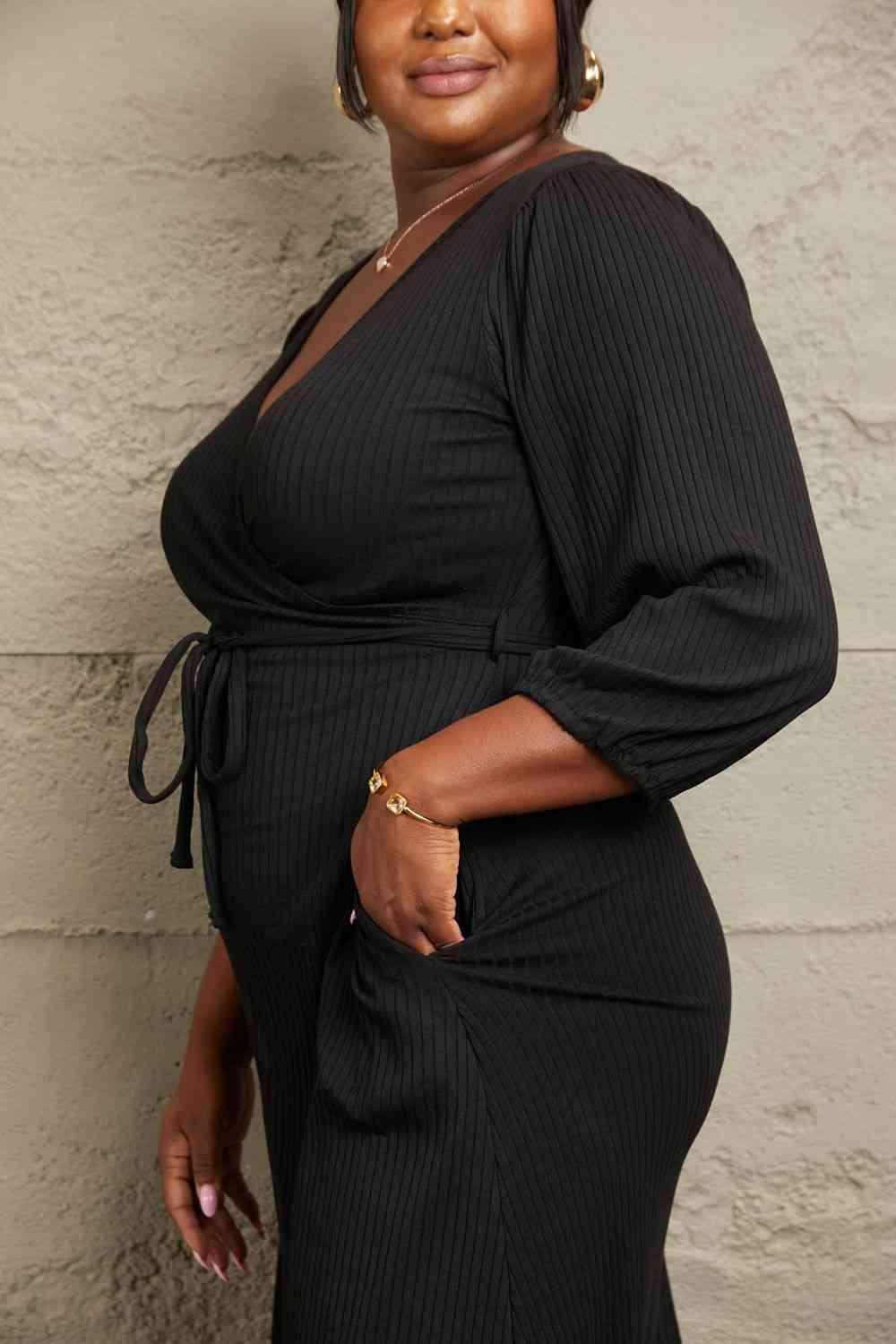 Culture Code Full Size Surplice Flare Ruching Dress - Trendsi - Flyclothing LLC