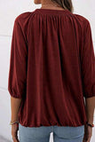 Gathered Detail Round Neck T-Shirt - Trendsi - Flyclothing LLC