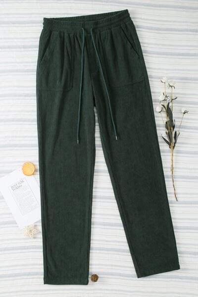 Drawstring Straight Pants with Pockets - Trendsi - Flyclothing LLC