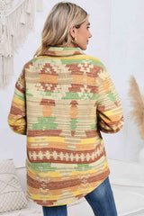 Geometric Button Down Collared Jacket - Trendsi - Flyclothing LLC