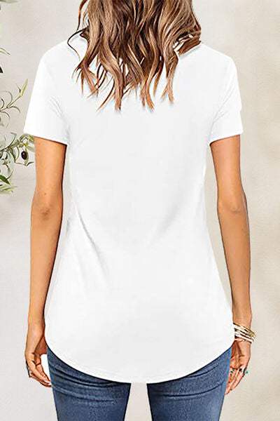 Crisscross Short Sleeve T-Shirt - Trendsi - Flyclothing LLC