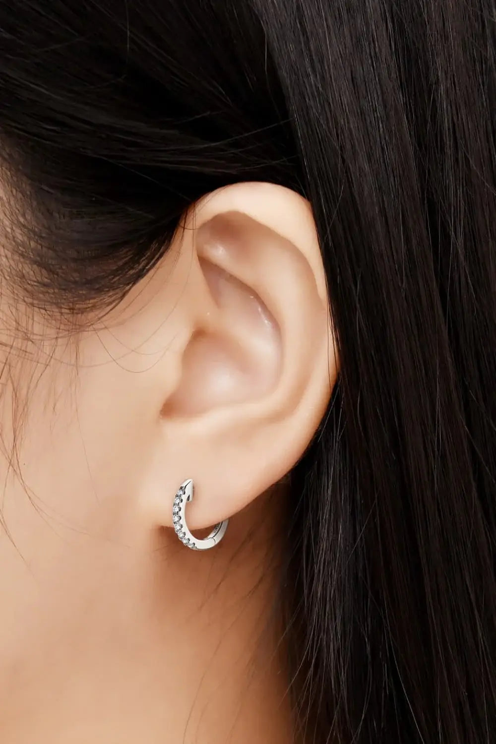 Moissanite 925 Sterling Silver Huggie Earrings - Trendsi - Flyclothing LLC