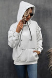 Drawstring Kangaroo Pocket Dropped Shoulder Hoodie - Trendsi