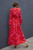 Floral Drawstring Waist Long Sleeve Dress - Trendsi - Flyclothing LLC