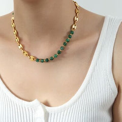Beaded Titanium Steel Necklace - Trendsi
