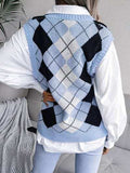 Plaid V-Neck Sweater Vest - Trendsi - Flyclothing LLC