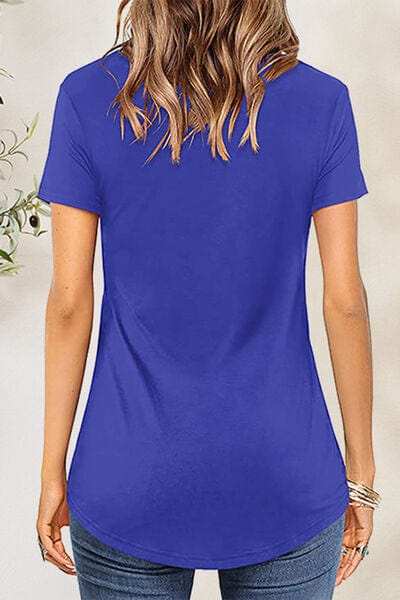 Crisscross Short Sleeve T-Shirt - Trendsi - Flyclothing LLC