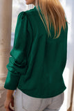 Lapel Collar Buttoned Puff Sleeve Shirt - Trendsi