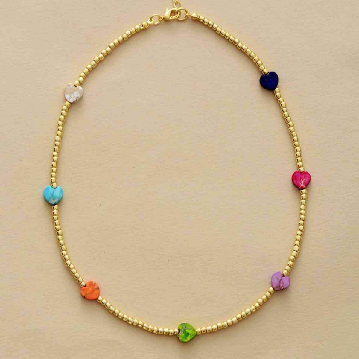 Heart Shape Natural Stone Necklace - Trendsi - Flyclothing LLC