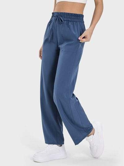 Drawstring Pocketed Active Pants - Trendsi - Flyclothing LLC