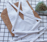 Halter Neck Deep V Tied One-Piece Swimsuit - Trendsi - Flyclothing LLC