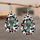 PU Leather Iron Hook Teardrop Earrings - Trendsi - Flyclothing LLC