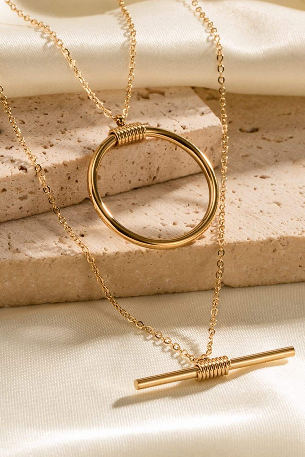 Double-Layered Stainless Steel Necklace - Trendsi - Flyclothing LLC