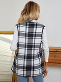 Plaid Open Front Vest - Trendsi