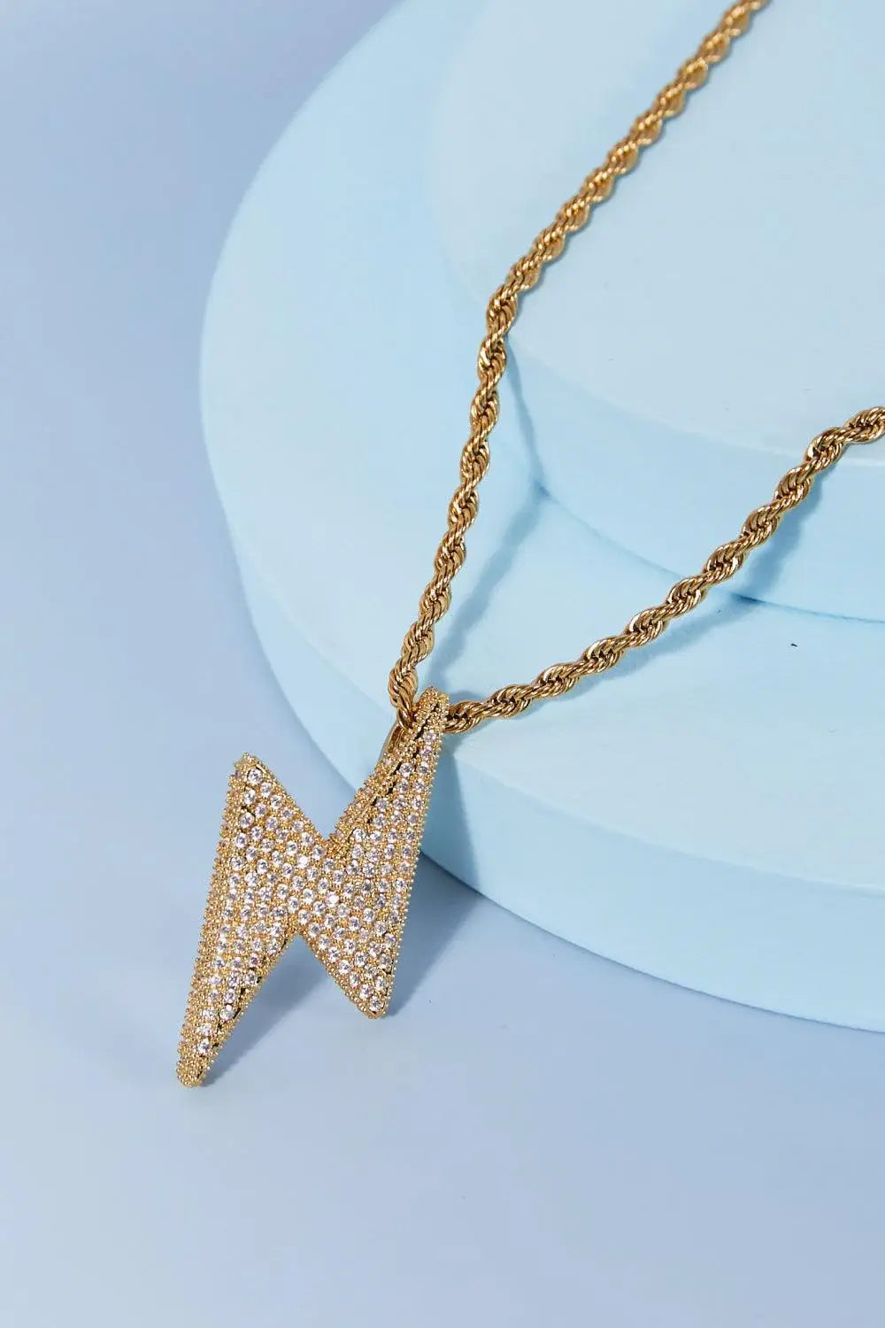 GNJ MANUFACTURING Cubic Zirconia Lightning Pendant Necklace - Trendsi - Flyclothing LLC