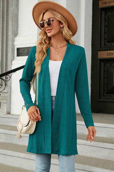 Open Front Long Sleeve Cardigan - Trendsi - Flyclothing LLC