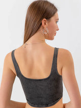Seam Detail Cropped Denim Tank - Trendsi - Flyclothing LLC